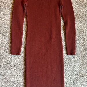 Nine West Long Sleeve Dress in Deep Rust